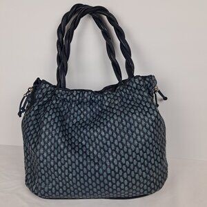 Vintage Ralston Woven Quilted Blue Leather Shoulder Hobo Style Bag